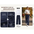 thumbnail image 2 of TEMOFON Sweatpants for Women Wide Leg Casual Baggy Workout Pants Elastic Drawstring Sweatpant Dark Blue Straight Leg Pant M, 2 of 9