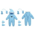 thumbnail image 2 of BULLPIANO Baby Winter Snowsuit One-Piece Hooded Romper Bodysuits Zipper Warm Coat Jacket with Gloves Boots 3 Piece Set, 2 of 9