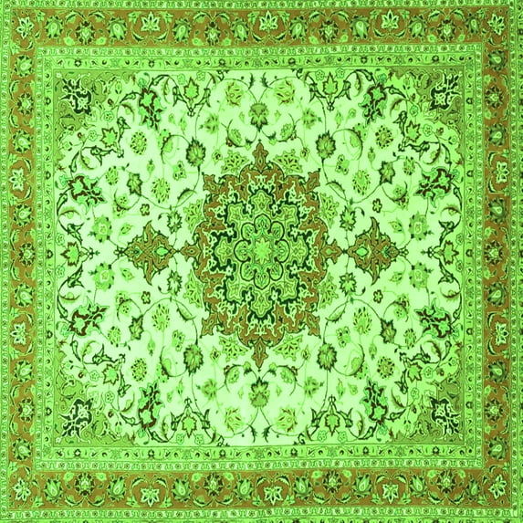 Ahgly Company Indoor Square Persian Green Traditional Area Rugs, 3' Square