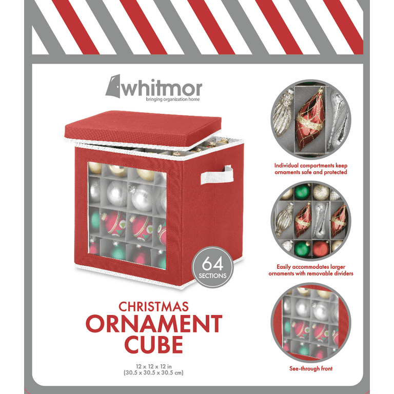 Whitmor 64-Slot Christmas Ornament Organizer with Removable Trays - Red 1  ct