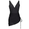 thumbnail image 6 of TODOZO One Piece Swimdress Swimsuits for Women Tummy Control Swim Skirt Bathing Suit V Neck Mesh Sheer Wraps Swimwear Wim Dress Modest Bathing Suit Mesh Sarong Wraps Swim Suits, 6 of 8