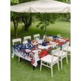 thumbnail image 3 of Outdoor Tablecloth with Umbrella Hole and Zipper, Navy Blue Christmas Rectangle Table Cloth 52x70 Inch Waterproof Tablecloth, Xmas Snowman Santa Elk Winter Snowflake Picnic Table Cover for Patio, 3 of 7