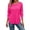 Hot Pink, variant on QQZ Oversized Waffle Knit Crewneck Long Sleeve Top For Women, Solid Color Curved Hem Casual Basic Shirt, Fall Outfits For Women, Daily Office Weekend Layering Wear