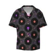 thumbnail image 2 of Lsque Vinyl Records Musical Notes print Men's Cuban Collar Short Sleeve Shirt Summer Beachwear Casual Button Down Fashionable Vacation Leisure Shirt-3X-Large, 2 of 7