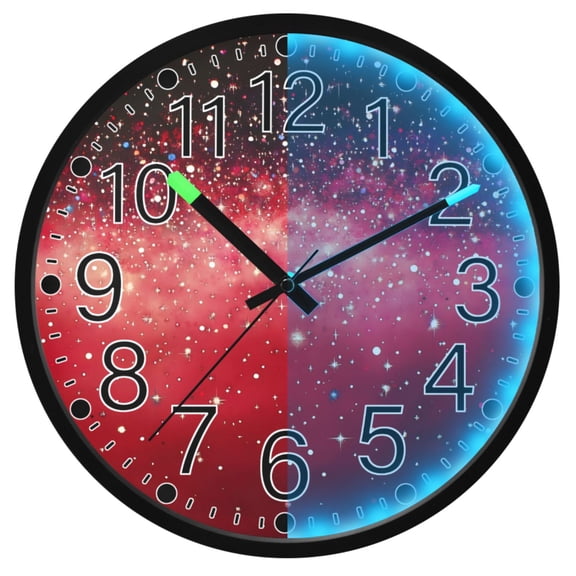Ryvnso Glittering Tie Dye 12 Inch Night Light Wall Clock Silent Battery Operated Luminous Clocks