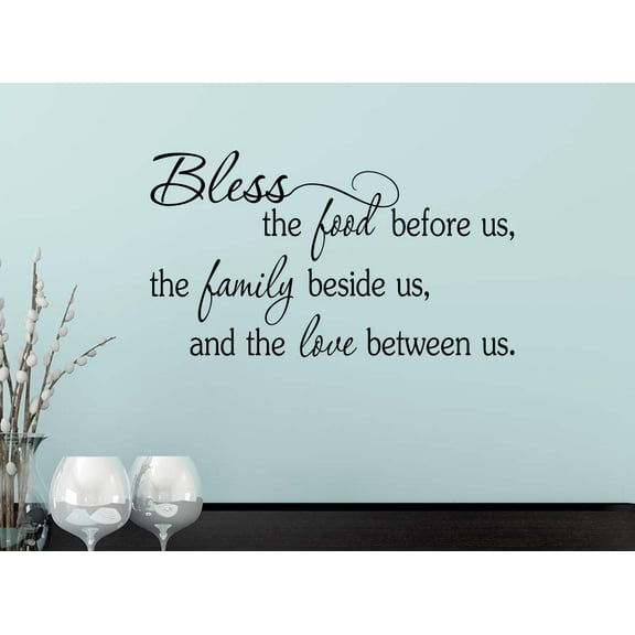 Bless The Food Before us The Family Beside US 23 x 13 Vinyl Wall Quote Sticker Cooking Decor Kitchen Decorative Sticker Motivational Inspirational
