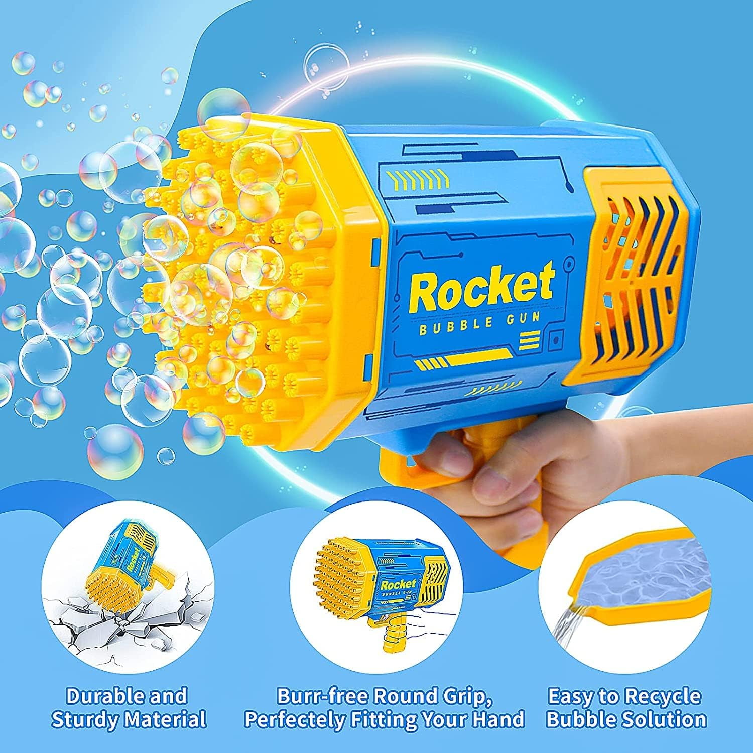 Bazooka Bubble Gun Toy 69 Holes Big Bubble Blaster Gun for Kids – Shaketea