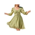 thumbnail image 1 of hirigin Women's Dress Jacquard Dotted 3/4 Puff Sleeve Ruffle Hem Chest Cutout Drawstring Open Back Tie A-Line Dress, 1 of 5