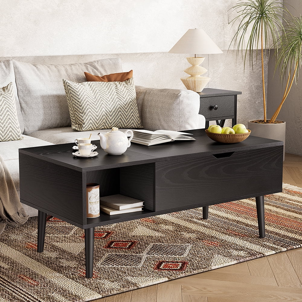 JOINSUN Wood Lift Top Coffee Table with Hidden Compartment and Adjustable Storage Shelf