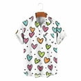 thumbnail image 5 of Stamzod Men's Button Down Shirts Summer Short Sleeve Beach Vacation Shirts Lover Heart Casual Mens Hawaiian Shirt Multicolor W L, 5 of 6