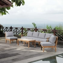 Modway Marina 7 Piece Outdoor Patio Teak Set in Natural Gray