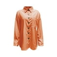 thumbnail image 7 of Hontri Clearance! Shirts for Women Ladies Summer Stand Collar Loose Button up Women Solid Color Shirts Casual Pocket Shirts Tops T Shirts for Women Orange,L, 7 of 7