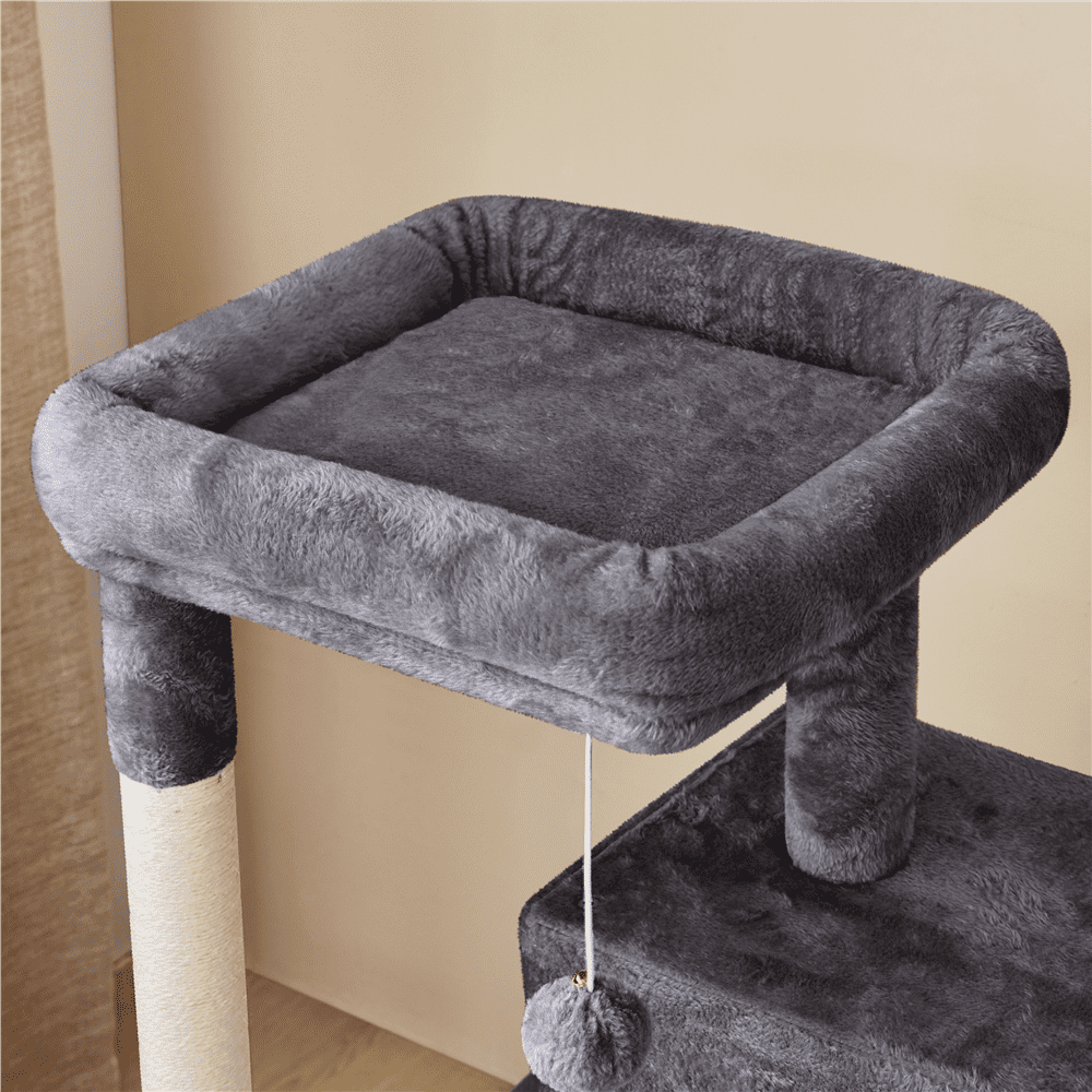Yaheetech 42'' Cat Tree Tower with 2 Condos & Scratching Posts, Dark Gray