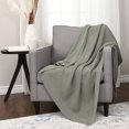 thumbnail image 4 of Recycled Waffle Knit Throw, Green (50" x 60") by Nemcor, 4 of 6