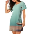 thumbnail image 2 of Goofa Vintage Brass Balance Scale Print Women’s Cotton Nightdress – Short-Sleeved Sleep Dress, Casual Loose-Fit Lounge Wear, Comfortable and Stylish Sleepwear for Women, 2 of 6