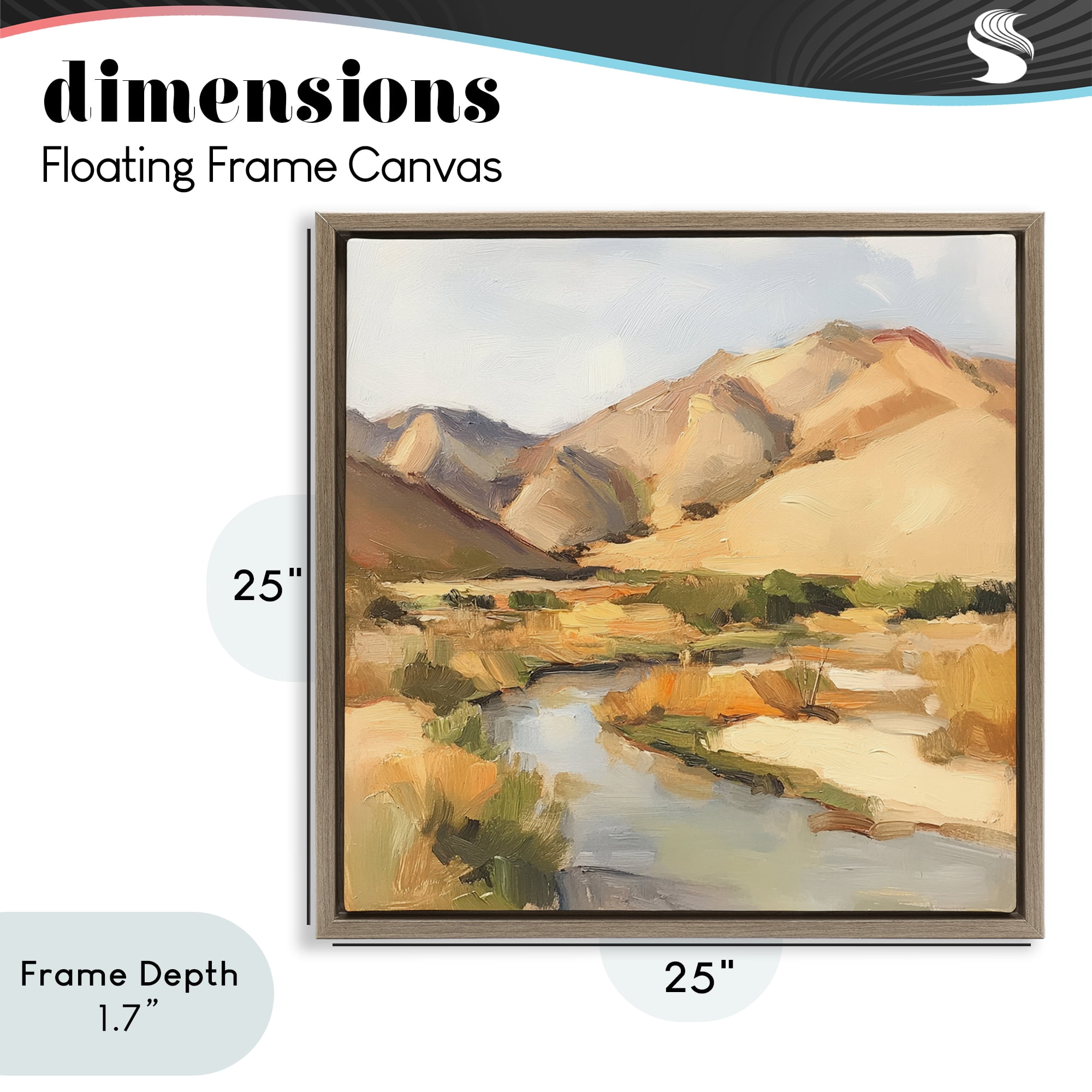 Stupell Industries Wispy Desert River Brown Framed Floater Canvas Wall Art, design by Petal Prints Design
