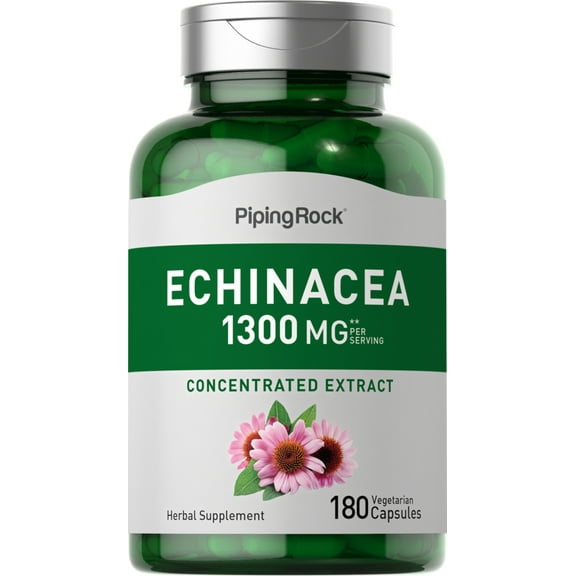 Echinacea Extract 1300mg | 180 Vegetarian Capsules | by Piping Rock