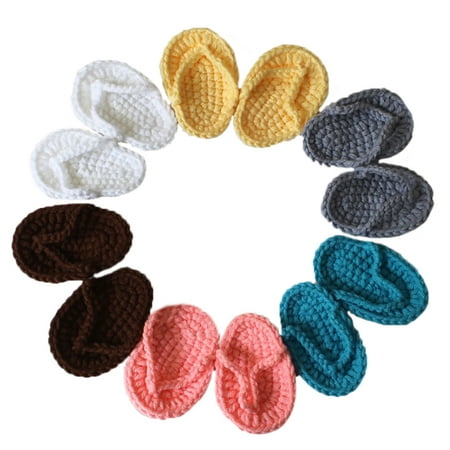 

Archer Newborn Baby Solid Color Mini Crochet Flip-Flops Infant Slippers Photo Props