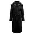 thumbnail image 5 of ITSAME Womens Fleece Robes, Long Sleeve Lengthening Keep Warm Bathrobe Loungewear Black L, 5 of 6