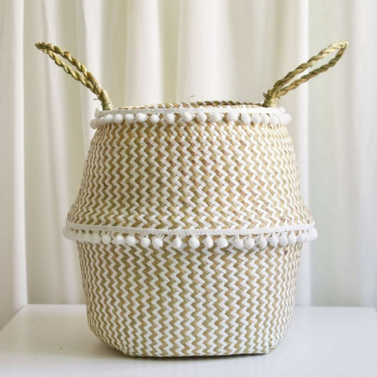 3 Size Handmade Rustic Storage Baskets Foldable Laundry Straw Patchwork Wicker Rattan Seagrass Belly Garden Flower Pot Planter Basket Garden Accessories 3 Size Handmade Rustic Storage Baskets Foldable Laundry Straw Patchwork Wicker Rattan Seagrass Belly Garden Flower Pot Planter Basket Garden Accessories