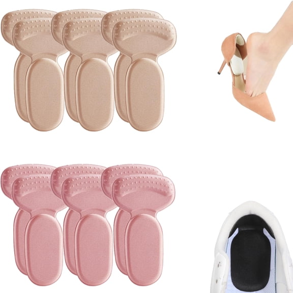 Heel Pads for Loose Shoes, 6 Pairs Anti-Slip Heel Grips, Soft Cushion Inserts to Prevent Blisters & Heel Pain for Women & Men