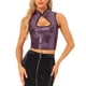 thumbnail image 1 of TANK TOP CORTO SIN MANGAS CON CORTES DELANTEROS INSPIRADOS EN CHIC PARA MUJERES, TOP AJUSTADO DE LENTEJUELAS EN ROSA FUERTE, 1 of 5