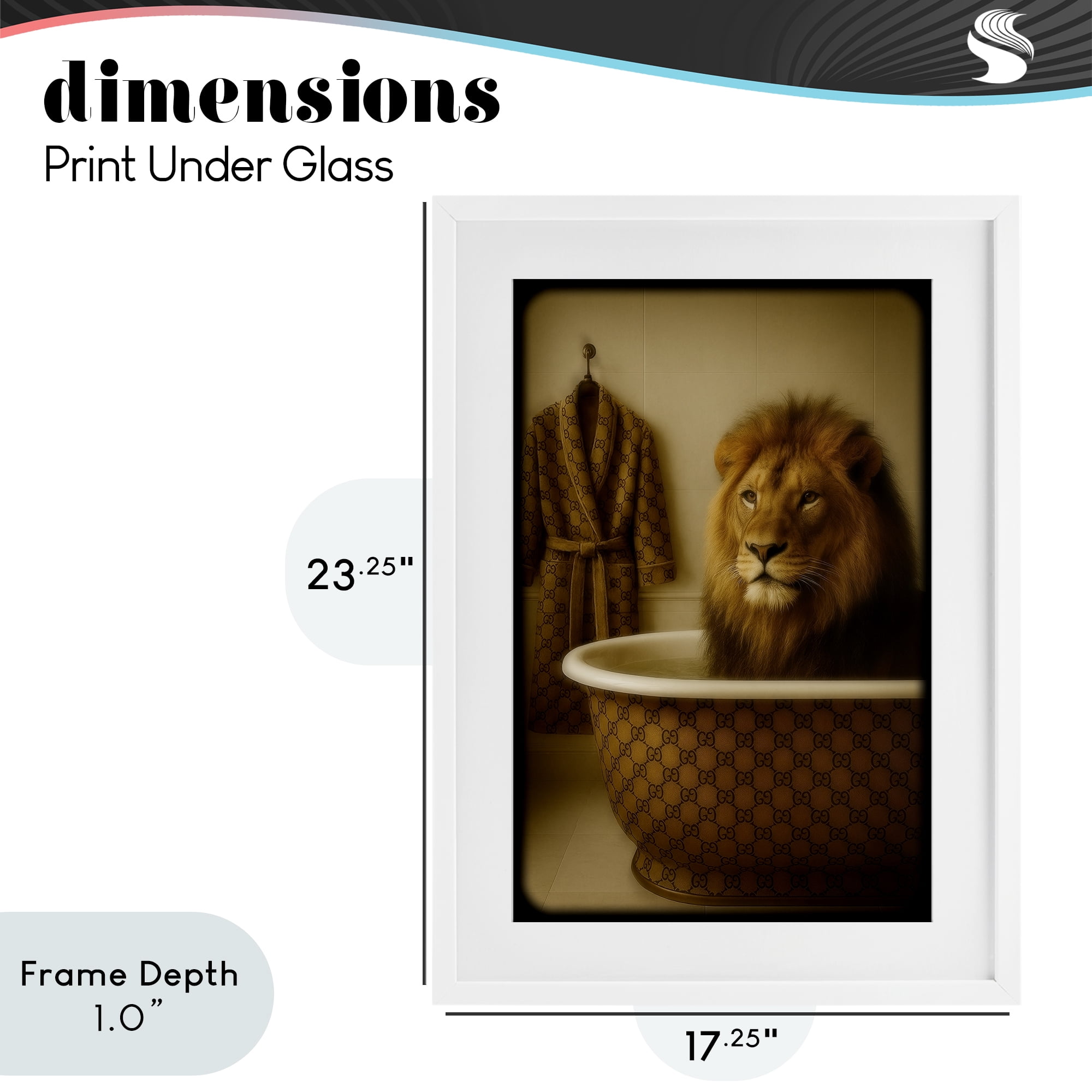 Stupell Industries Couture Lion in Luxury Tub White Framed Print Under Glass, design by Grotto Studios