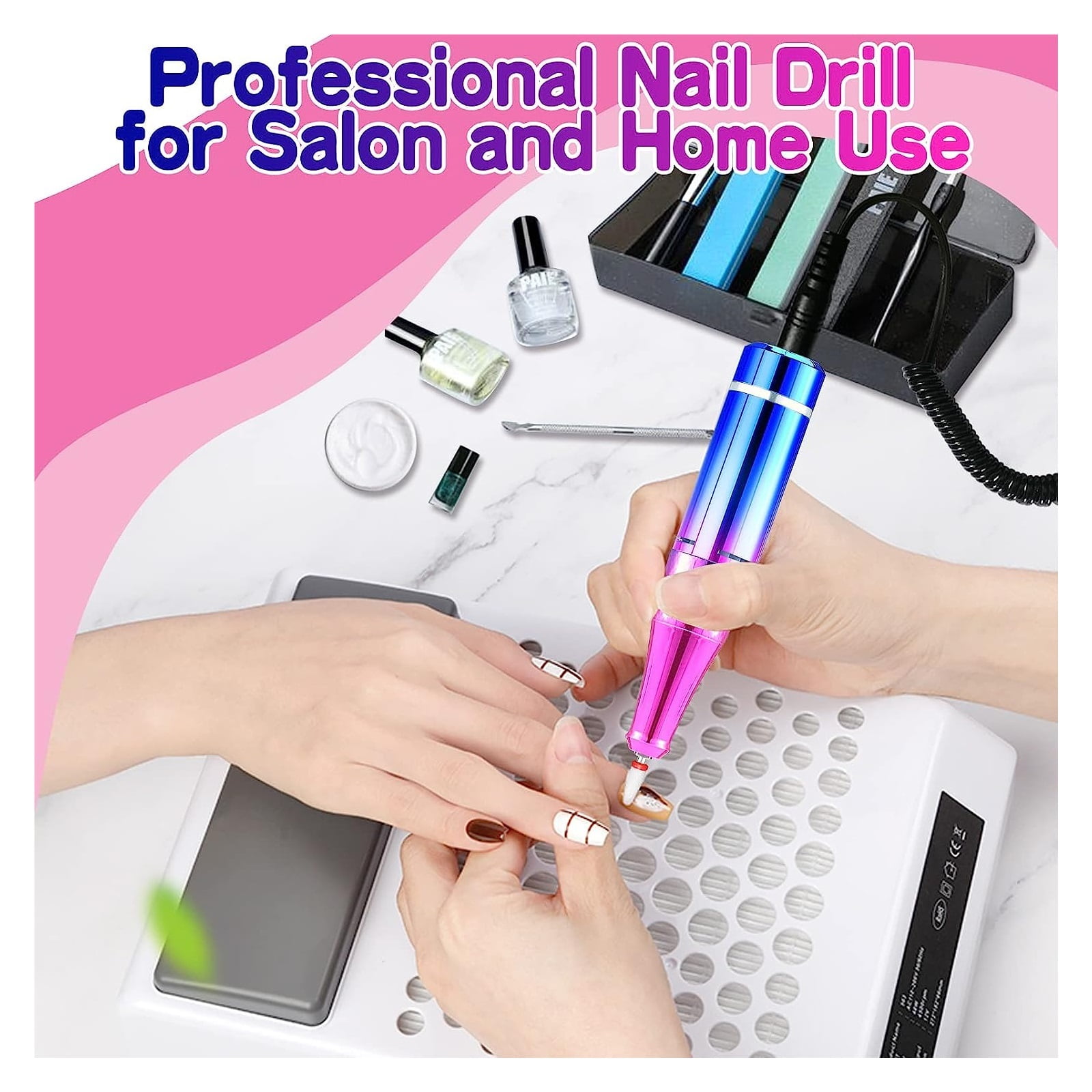 35000 RPM Nail Drill Machine Electric Nail File For Gel Polishing Rechargeable Manicure Machine With Hd LCD Nails And Tools ,Low Noise