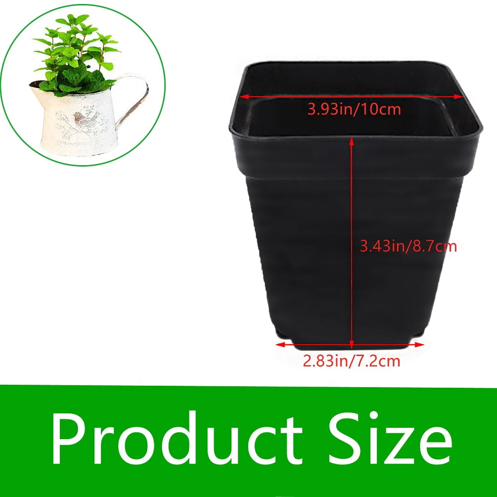 100 Pack Plastic Square Nursery Pot Flower Pots Durable Reusable Planter for Seeds Starting and Succulents