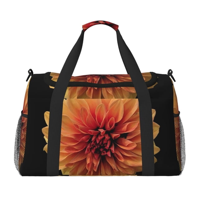 Disketp Orange Dalia Bolsa de Viaje Tipo Duffle, Bolso de Mano para Fin de Semana para Mujer, Bolsa de Gimnasio Ligera para Hombre, Esencial para Viajes
