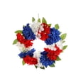 thumbnail image 2 of Grande Couronne de Porte d'Entrée Patriotique Rouge Blanc Bleu Hortensia, 20 Pouces en Tissu et Plastique Résistant aux Intempéries, Affichage Floral Réaliste pour Décoration de Porte Ou de Mur de la Fête de l'Indépendance et du Jour du Souvenir en Intérieur Ou en Extérieur, 2 of 9