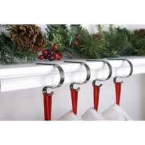 Haute Decor Silver Nickel Christmas The Original MantleClip Junior Stocking Holders, 2.36" (4 Count)
