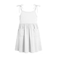 thumbnail image 5 of Babcutegg Cute Solid Color Sleeveless Casual Dress With Functional Pocket And Tiered Ruffle Skirt For Girls White Size 7, 5 of 9