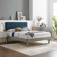 thumbnail image 2 of Platform Bed Frame, Queen Size, Fabric, Wood, Grey Gray Navy Blue, Modern Contemporary Urban Design, Bedroom Master Guest Suite, 2 of 10