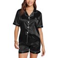 thumbnail image 2 of Guardurnaity Pijama de satén para Selfieee, ropa de dormir de manga corta para mujer, ropa de dormir con botones suaves, conjunto de pantalones cortos 30207 Pijama Negro L Guardurnaity AP002003-35, 2 of 6