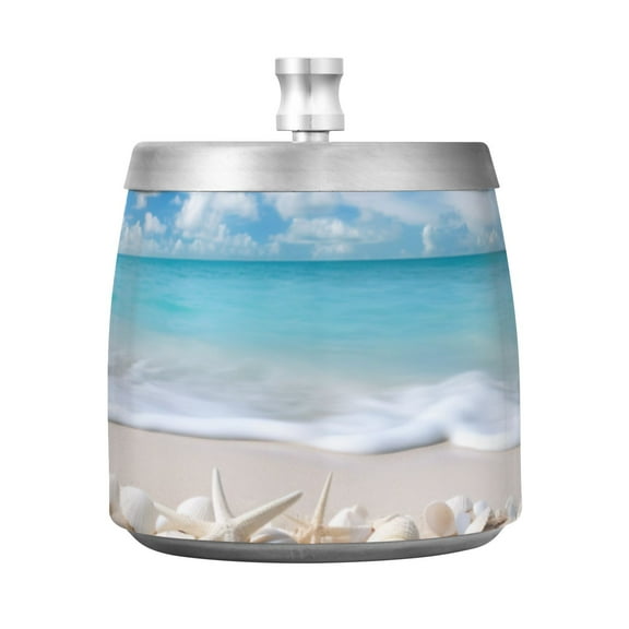 Beach Shells Sea Ashtray with Lid Smell Proof Cigarette Ashtray Stainless Steel Smokeless Ash Holder for Indoor Outdoor