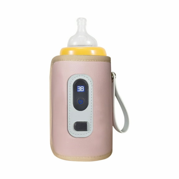 Universal Portable Bottle Insulation Cover – 5-Speed Adjustable Thermostatic Baby Bottle Warmer for Travel, Driving, Home, Pink