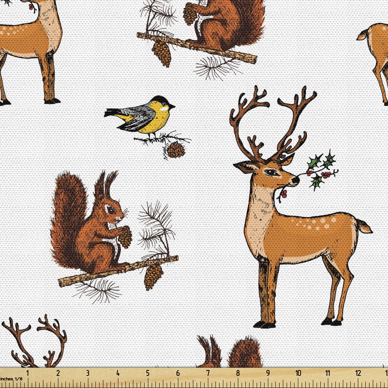 Running Foxes Red Christmas Fox Winter Snowflake Holiday Animal Tan Woodland by Spoonflower