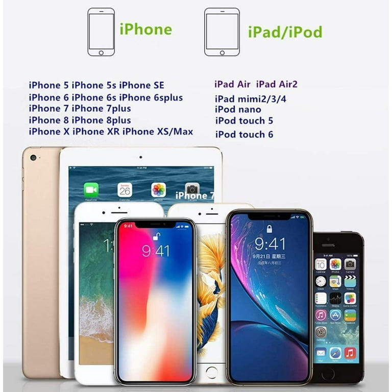 Dual Lightning iPhone Splitter iPhone Adapter Headphones Audio Charge Cable Compatible iPhone 11 Pro X Xs Max Xr 7 8 Plus iPad Support Calling Sync