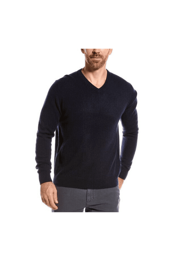 Mens V-Neck 60% cotton 20% Viscose 20%nylon Sweater, Blue XXL