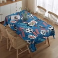 thumbnail image 2 of Blue Soccer Elements Pattern Rectangle Tablecloth 60"x84",Waterproof Polyester Rectangle Table Cloth, Wipeable Spillproof Polyester Tablecloth for Dining, Camping, Indoor and Outdoor, 2 of 5
