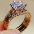 thumbnail image 2 of Romantic Wedding 14k Rose Gold Plated Rings Cubic Zircon Women Jewelry Sz 6-10, 2 of 6