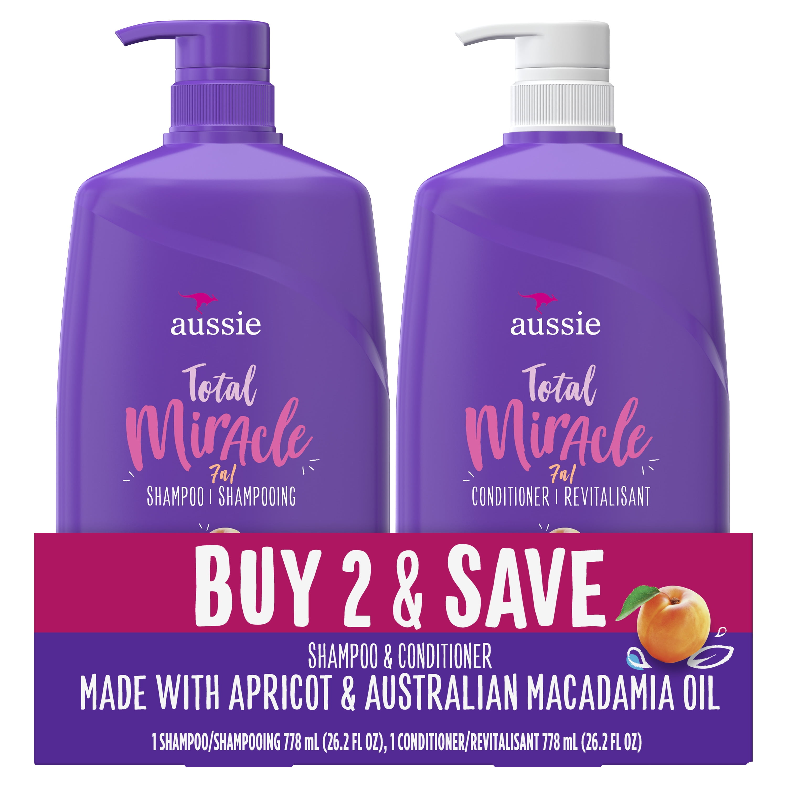 Aussie Total Miracle with Apricot & Macadamia Oil, Paraben Free Shampoo