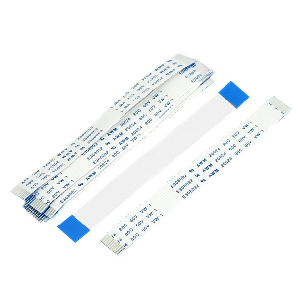 10 piezas de cable plano flexible FPC FFC de 1.0 mm de distancia entre pines, 10 pines, longitud de 4" 100 mm