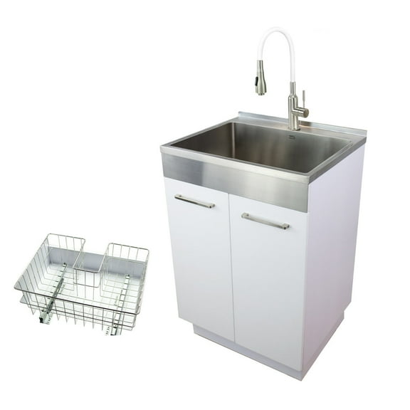 Transolid TCAB-2420-WS Contemporary Laundry Cabinet 23-5/8" Free Standing Single Basin