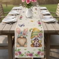 thumbnail image 4 of Easter Gnomes Table Runner 120 Inches, Spring Floral Colorful Eggs Leaves Beige Bed Runner Dresser Scarves Tabletop for Indoor Outdoor Parties/Ceremony/Banquet, 13"x 120", 4 of 8