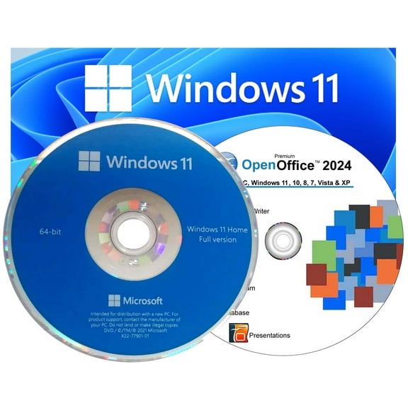 Computer Werx Windows 11 Home DVD & Open Office 2024, 2 PK