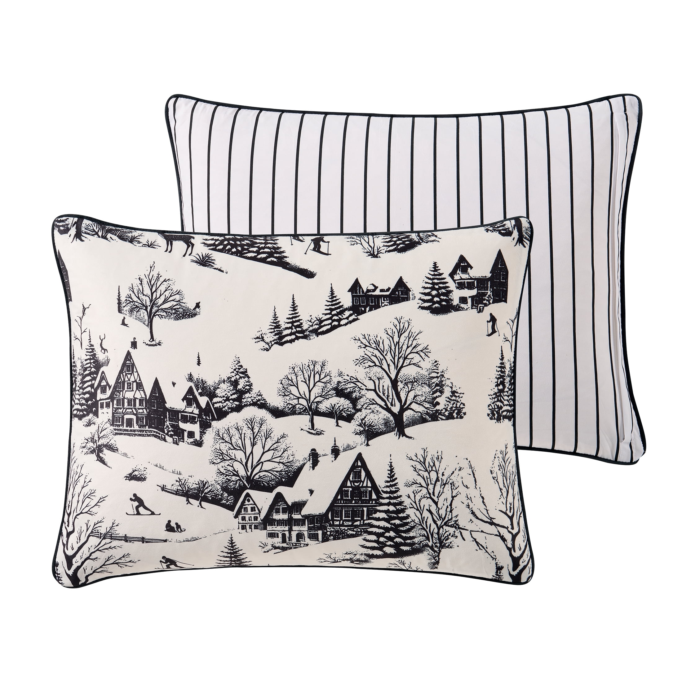 My Texas House Aurora 3-Piece Black Toile Velvet Adult Comforter Set, King