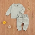 thumbnail image 2 of 0-24M Newborn Baby Boys Girls Autumn Candy Color Sweatshirts Tops+Pants Cotton Casual Tracksuits, 2 of 7