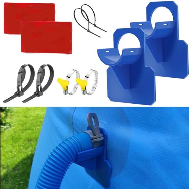 Soporte de fijación para tuberías de piscina, soporte para manguera de agua subterránea con brida azul